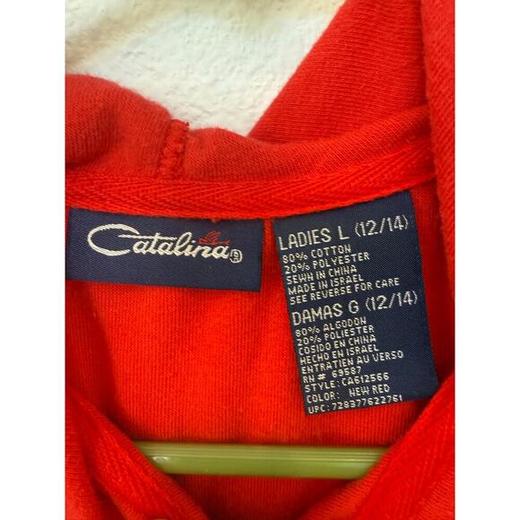 Vintage Red Catalina Hooded Terry Cloth Vest Zip Up Large - Picture 5 of 5